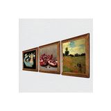Pinecone Claude Monet Gelincikler, Şahmeran, Nar Taş Duvar Tablosu - Ahşap Çerçeveli Taş Tablo - 25x25 cm - 3 Parça Set - Dekoratif Duvar Sanatı - Modern Ev ve Ofis Duvar Dekoru W3-1018