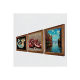 Pinecone Claude Monet Sonbahar, Şahmeran, Nar Taş Duvar Tablosu - Ahşap Çerçeveli Taş Tablo - 25x25 cm - 3 Parça Set - Dekoratif Duvar Sanatı - Modern Ev ve Ofis Duvar Dekoru W3-1020