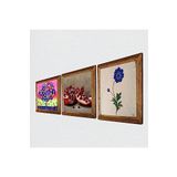 Pinecone Ebru Sanatı, Hayat Ağacı, Nar Taş Duvar Tablosu - Ahşap Çerçeveli Taş Tablo - 25x25 cm - 3 Parça Set - Dekoratif Duvar Sanatı - Modern Ev ve Ofis Duvar Dekoru W3-1048