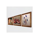 Pinecone Ebru Sanatı, İki Müzisyen Kız Tablosu, Nar Taş Duvar Tablosu - Ahşap Çerçeveli Taş Tablo - 25x25 cm - 3 Parça Set - Dekoratif Duvar Sanatı - Modern Ev ve Ofis Duvar Dekoru W3-1500