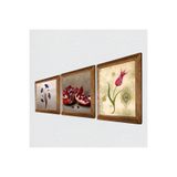 Pinecone Ebru Sanatı, Lale, Nar Taş Duvar Tablosu - Ahşap Çerçeveli Taş Tablo - 25x25 cm - 3 Parça Set - Dekoratif Duvar Sanatı - Modern Ev ve Ofis Duvar Dekoru W3-1636