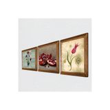 Pinecone Ebru Sanatı, Lale, Nar Taş Duvar Tablosu - Ahşap Çerçeveli Taş Tablo - 25x25 cm - 3 Parça Set - Dekoratif Duvar Sanatı - Modern Ev ve Ofis Duvar Dekoru W3-1637