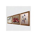 Pinecone Ebru Sanatı, Leonardo da Vinci At Heykeli, Nar Taş Duvar Tablosu - Ahşap Çerçeveli Taş Tablo - 25x25 cm - 3 Parça Set - Dekoratif Duvar Sanatı - Modern Ev ve Ofis Duvar Dekoru W3-1331