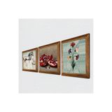 Pinecone Ebru Sanatı, Leonardo da Vinci At Heykeli, Nar Taş Duvar Tablosu - Ahşap Çerçeveli Taş Tablo - 25x25 cm - 3 Parça Set - Dekoratif Duvar Sanatı - Modern Ev ve Ofis Duvar Dekoru W3-1332