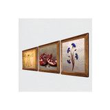 Pinecone Ebru Sanatı, Leonardo da Vinci Vitruvius Adamı, Nar Taş Duvar Tablosu - Ahşap Çerçeveli Taş Tablo - 25x25 cm - 3 Parça Set - Dekoratif Duvar Sanatı - Modern Ev ve Ofis Duvar Dekoru W3-1387