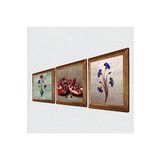 Pinecone Ebru Sanatı, Nar Taş Duvar Tablosu - Ahşap Çerçeveli Taş Tablo - 25x25 cm - 3 Parça Set - Dekoratif Duvar Sanatı - Modern Ev ve Ofis Duvar Dekoru W3-1696