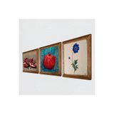 Pinecone Ebru Sanatı, Nar Taş Duvar Tablosu - Ahşap Çerçeveli Taş Tablo - 25x25 cm - 3 Parça Set - Dekoratif Duvar Sanatı - Modern Ev ve Ofis Duvar Dekoru W3-814