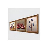 Pinecone Ebru Sanatı, Semazen, Nar Taş Duvar Tablosu - Ahşap Çerçeveli Taş Tablo - 25x25 cm - 3 Parça Set - Dekoratif Duvar Sanatı - Modern Ev ve Ofis Duvar Dekoru W3-891