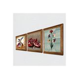 Pinecone Ebru Sanatı, Semazen, Nar Taş Duvar Tablosu - Ahşap Çerçeveli Taş Tablo - 25x25 cm - 3 Parça Set - Dekoratif Duvar Sanatı - Modern Ev ve Ofis Duvar Dekoru W3-892