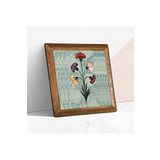Pinecone Ebru Sanatı Taş Duvar Tablosu - Ahşap Çerçeveli Taş Tablo - 25x25 cm - Dekoratif Duvar Sanatı - Modern Ev ve Ofis Duvar Dekoru W1-243