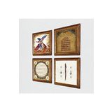 Pinecone Elif, Ayet-el Kürsi, Hilye-i Şerif, Semazen Taş Duvar Tablosu - Ahşap Çerçeveli Taş Tablo - 25x25 cm - 4 Parça Set - Dekoratif Duvar Sanatı - Modern Ev ve Ofis Duvar Dekoru W4-982