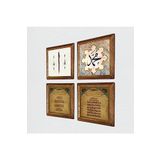 Pinecone Elif, Hz. Muhammed Lafzı, Nazar Duası, Ayet-el Kürsi Taş Duvar Tablosu - Ahşap Çerçeveli Taş Tablo - 25x25 cm - 4 Parça Set - Dekoratif Duvar Sanatı - Modern Ev ve Ofis Duvar Dekoru W4-1038