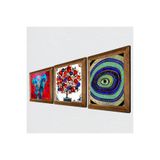 Pinecone Fil, Nazar, Nar Ağacı Taş Duvar Tablosu - Ahşap Çerçeveli Taş Tablo - 25x25 cm - 3 Parça Set - Dekoratif Duvar Sanatı - Modern Ev ve Ofis Duvar Dekoru W3-109