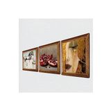Pinecone Gustav Klimt Altın Gözyaşları, Da Vinci At Heykeli, Nar Taş Duvar Tablosu - Ahşap Çerçeveli Taş Tablo - 25x25 cm - 3 Parça Set - Dekoratif Duvar Sanatı - Modern Ev Duvar Dekoru W3-1290
