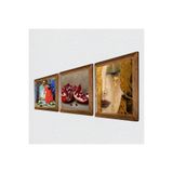 Pinecone Gustav Klimt Altın Gözyaşları, Kaplumbağa Terbiyecisi, Nar Taş Duvar Tablosu - Ahşap Çerçeveli Taş Tablo - 25x25 cm - 3 Parça Set - Dekoratif Duvar Sanatı - Modern Ev Duvar Dekoru W3-1526