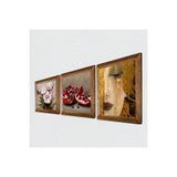 Pinecone Gustav Klimt Altın Gözyaşları, Kelebekli Çiçek, Nar Taş Duvar Tablosu - Ahşap Çerçeveli Taş Tablo - 25x25 cm - 3 Parça Set - Dekoratif Duvar Sanatı - Modern Ev ve Ofis Duvar Dekoru W3-1213