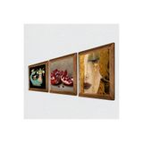 Pinecone Gustav Klimt Altın Gözyaşları, Şahmeran, Nar Taş Duvar Tablosu - Ahşap Çerçeveli Taş Tablo - 25x25 cm - 3 Parça Set - Dekoratif Duvar Sanatı - Modern Ev ve Ofis Duvar Dekoru W3-967