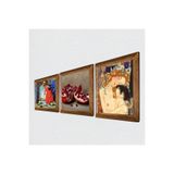 Pinecone Gustav Klimt Anne Çocuk, Kaplumbağa Terbiyecisi, Nar Taş Duvar Tablosu - Ahşap Çerçeveli Taş Tablo - 25x25 cm - 3 Parça Set - Dekoratif Duvar Sanatı - Modern Ev ve Ofis Duvar Dekoru W3-1525