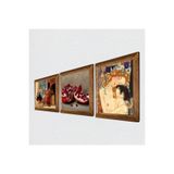 Pinecone Gustav Klimt Anne Çocuk, Satranç Oyunu, Nar Taş Duvar Tablosu - Ahşap Çerçeveli Taş Tablo - 25x25 cm - 3 Parça Set - Dekoratif Duvar Sanatı - Modern Ev ve Ofis Duvar Dekoru W3-1586