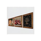 Pinecone Hayat Ağacı, İki Müzisyen Kız Tablosu, Nar Taş Duvar Tablosu - Ahşap Çerçeveli Taş Tablo - 25x25 cm - 3 Parça Set - Dekoratif Duvar Sanatı - Modern Ev ve Ofis Duvar Dekoru W3-1481
