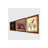Pinecone Hayat Ağacı, Lale Ebru Sanatı, Nar Taş Duvar Tablosu - Ahşap Çerçeveli Taş Tablo - 25x25 cm - 3 Parça Set - Dekoratif Duvar Sanatı - Modern Ev ve Ofis Duvar Dekoru W3-1627