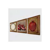 Pinecone Hilye-i Şerif, Bereket Duası, Nar Taş Duvar Tablosu - Ahşap Çerçeveli Taş Tablo - 25x25 cm - 3 Parça Set - Dekoratif Duvar Sanatı - Modern Ev ve Ofis Duvar Dekoru W3-1624