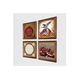 Pinecone Hilye-i Şerif, Bereket Duası, Semazen, Nar Taş Duvar Tablosu - Ahşap Çerçeveli Taş Tablo - 25x25 cm - 4 Parça Set - Dekoratif Duvar Sanatı - Modern Ev ve Ofis Duvar Dekoru W4-652