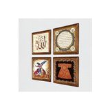 Pinecone Hırka-i Şerif, Allah Lafzı, Hilye-i Şerif, Semazen Taş Duvar Tablosu - Ahşap Çerçeveli Taş Tablo - 25x25 cm - 4 Parça Set - Dekoratif Duvar Sanatı - Modern Ev ve Ofis Duvar Dekoru W4-741