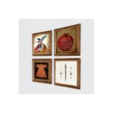 Pinecone Hırka-i Şerif, Elif, Bereket Duası, Semazen Taş Duvar Tablosu - Ahşap Çerçeveli Taş Tablo - 25x25 cm - 4 Parça Set - Dekoratif Duvar Sanatı - Modern Ev ve Ofis Duvar Dekoru W4-989