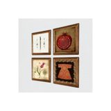 Pinecone Hırka-i Şerif, Lale, Elif, Bereket Duası Taş Duvar Tablosu - Ahşap Çerçeveli Taş Tablo - 25x25 cm - 4 Parça Set - Dekoratif Duvar Sanatı - Modern Ev ve Ofis Duvar Dekoru W4-665