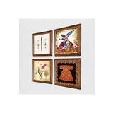 Pinecone Hırka-i Şerif, Lale, Elif, Semazen Taş Duvar Tablosu - Ahşap Çerçeveli Taş Tablo - 25x25 cm - 4 Parça Set - Dekoratif Duvar Sanatı - Modern Ev ve Ofis Duvar Dekoru W4-664