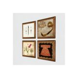 Pinecone Hırka-i Şerif, Lale, Vav, Elif Taş Duvar Tablosu - Ahşap Çerçeveli Taş Tablo - 25x25 cm - 4 Parça Set - Dekoratif Duvar Sanatı - Modern Ev ve Ofis Duvar Dekoru W4-916