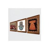 Pinecone Hırka-i Şerif, Nar, Fatma Ana Eli (Hamsa) Taş Duvar Tablosu - Ahşap Çerçeveli Taş Tablo - 25x25 cm - 3 Parça Set - Dekoratif Duvar Sanatı - Modern Ev ve Ofis Duvar Dekoru W3-754