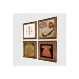 Pinecone Hırka-i Şerif, Vav, Elif, Bereket Duası Taş Duvar Tablosu - Ahşap Çerçeveli Taş Tablo - 25x25 cm - 4 Parça Set - Dekoratif Duvar Sanatı - Modern Ev ve Ofis Duvar Dekoru W4-924