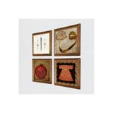 Pinecone Hırka-i Şerif, Vav, Elif, Bereket Duası Taş Duvar Tablosu - Ahşap Çerçeveli Taş Tablo - 25x25 cm - 4 Parça Set - Dekoratif Duvar Sanatı - Modern Ev ve Ofis Duvar Dekoru W4-928