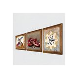Pinecone Hz. Muhammed Lafzı, Semazen, Nar Taş Duvar Tablosu - Ahşap Çerçeveli Taş Tablo - 25x25 cm - 3 Parça Set - Dekoratif Duvar Sanatı - Modern Ev ve Ofis Duvar Dekoru W3-864