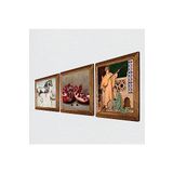 Pinecone İki Müzisyen Kız, Leonardo da Vinci At Heykeli, Nar Taş Duvar Tablosu - Ahşap Çerçeveli Taş Tablo - 25x25 cm - 3 Parça Set - Dekoratif Duvar Sanatı - Modern Ev ve Ofis Duvar Dekoru W3-1284