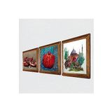 Pinecone İstanbul Ayasofya, Nar Taş Duvar Tablosu - Ahşap Çerçeveli Taş Tablo - 25x25 cm - 3 Parça Set - Dekoratif Duvar Sanatı - Modern Ev ve Ofis Duvar Dekoru W3-801