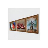 Pinecone İstanbul Galata Kulesi, Kaplumbağa Terbiyecisi, Nar Taş Duvar Tablosu - Ahşap Çerçeveli Taş Tablo - 25x25 cm - 3 Parça Set - Dekoratif Duvar Sanatı - Modern Ev ve Ofis Duvar Dekoru W3-1535