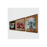 Pinecone İstanbul Galata Kulesi, Şahmeran, Nar Taş Duvar Tablosu - Ahşap Çerçeveli Taş Tablo - 25x25 cm - 3 Parça Set - Dekoratif Duvar Sanatı - Modern Ev ve Ofis Duvar Dekoru W3-977