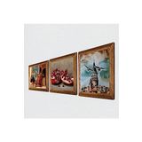 Pinecone İstanbul Galata Kulesi, Satranç Oyunu, Nar Taş Duvar Tablosu - Ahşap Çerçeveli Taş Tablo - 25x25 cm - 3 Parça Set - Dekoratif Duvar Sanatı - Modern Ev ve Ofis Duvar Dekoru W3-1598