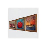 Pinecone İstanbul Kız Kulesi, Nar Taş Duvar Tablosu - Ahşap Çerçeveli Taş Tablo - 25x25 cm - 3 Parça Set - Dekoratif Duvar Sanatı - Modern Ev ve Ofis Duvar Dekoru W3-799