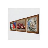 Pinecone Kaplumbağa Terbiyecisi, Kelebekli Çiçek, Nar Taş Duvar Tablosu - Ahşap Çerçeveli Taş Tablo - 25x25 cm - 3 Parça Set - Dekoratif Duvar Sanatı - Modern Ev ve Ofis Duvar Dekoru W3-1129