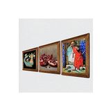 Pinecone Kaplumbağa Terbiyecisi, Şahmeran, Nar Taş Duvar Tablosu - Ahşap Çerçeveli Taş Tablo - 25x25 cm - 3 Parça Set - Dekoratif Duvar Sanatı - Modern Ev ve Ofis Duvar Dekoru W3-962