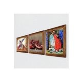 Pinecone Kaplumbağa Terbiyecisi, Semazen, Nar Taş Duvar Tablosu - Ahşap Çerçeveli Taş Tablo - 25x25 cm - 3 Parça Set - Dekoratif Duvar Sanatı - Modern Ev ve Ofis Duvar Dekoru W3-853