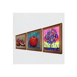 Pinecone Karla Gerard Hayat Ağacı, Nar Taş Duvar Tablosu - Ahşap Çerçeveli Taş Tablo - 25x25 cm - 3 Parça Set - Dekoratif Duvar Sanatı - Modern Ev ve Ofis Duvar Dekoru W3-787