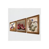 Pinecone Kelebekli Çiçek, Semazen, Nar Taş Duvar Tablosu - Ahşap Çerçeveli Taş Tablo - 25x25 cm - 3 Parça Set - Dekoratif Duvar Sanatı - Modern Ev ve Ofis Duvar Dekoru W3-849