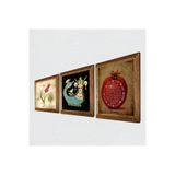 Pinecone Lale Ebru Sanatı, Bereket Duası, Şahmeran Taş Duvar Tablosu - Ahşap Çerçeveli Taş Tablo - 25x25 cm - 3 Parça Set - Dekoratif Duvar Sanatı - Modern Ev ve Ofis Duvar Dekoru W3-646
