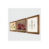 Pinecone Lale Ebru Sanatı, Elif, Nar Taş Duvar Tablosu - Ahşap Çerçeveli Taş Tablo - 25x25 cm - 3 Parça Set - Dekoratif Duvar Sanatı - Modern Ev ve Ofis Duvar Dekoru W3-643