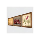 Pinecone Lale Ebru Sanatı, Leonardo da Vinci Vitruvius Adamı, Nar Taş Duvar Tablosu - Ahşap Çerçeveli Taş Tablo - 25x25 cm - 3 Parça Set - Dekoratif Duvar Sanatı - Modern Ev Duvar Dekoru W3-1364